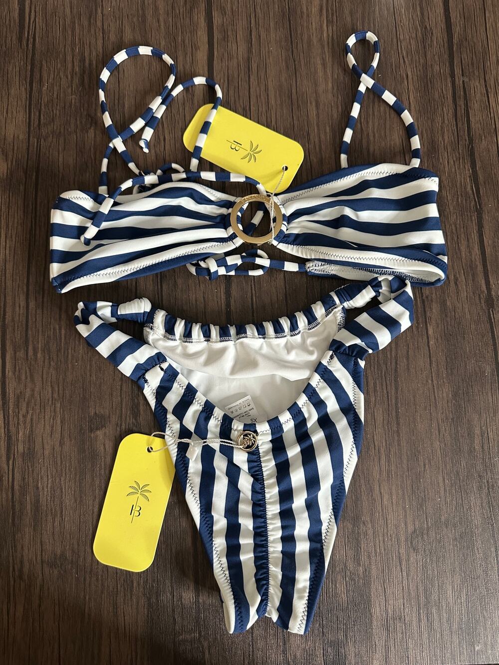 Bananhot Bikini Set in Ocean Stripes Womans XS NWT
